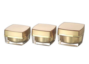 Plastic Gold Cosmetic Cream Jar , 15g 30g 50g Acrylic Square Cream Jar