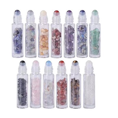1ml Gemstone Roller Bottles Round Custom Frosted Glass Roller Bottles