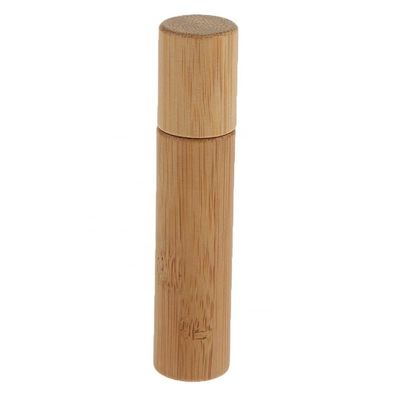Luxury 10ml Bamboo Roll On Bottle Essential Oil Perfume Glass Roller Natural Bamboo Lid & Amber Glass