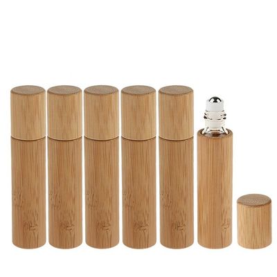 Luxury 10ml Bamboo Roll On Bottle Essential Oil Perfume Glass Roller Natural Bamboo Lid & Amber Glass