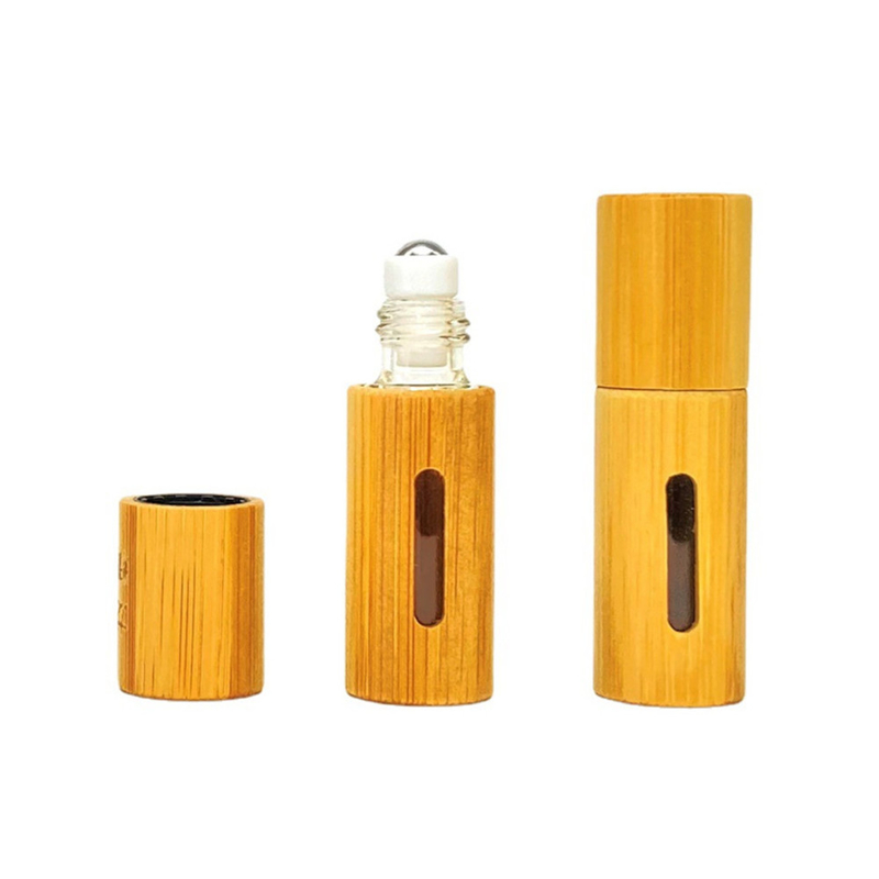 10ml Bamboo Roller Bottle with Wood Cover Refillable Essential Oil & Perfume Roll On 1ml/3ml/5ml/10ml Sizes