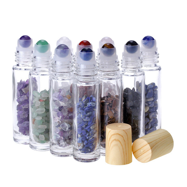 1ml Gemstone Roller Bottles Round Custom Frosted Glass Roller Bottles