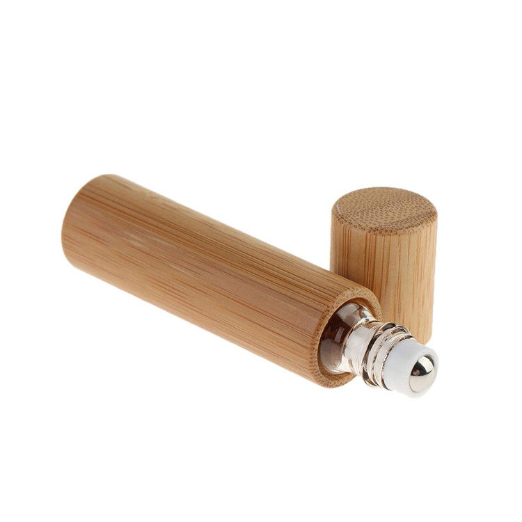 Luxury 10ml Bamboo Roll On Bottle Essential Oil Perfume Glass Roller Natural Bamboo Lid & Amber Glass